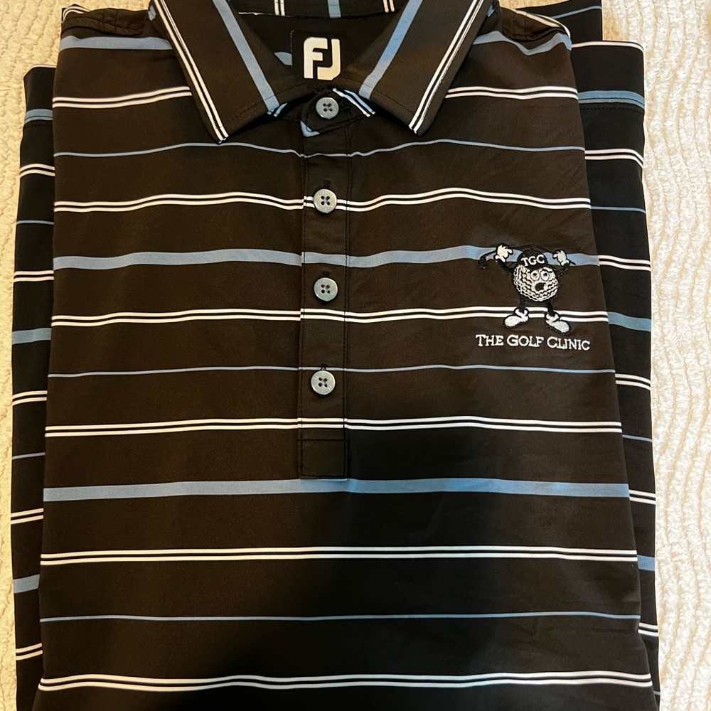 FootJoy Black and Blue Polo Shirt Classic Striped Design